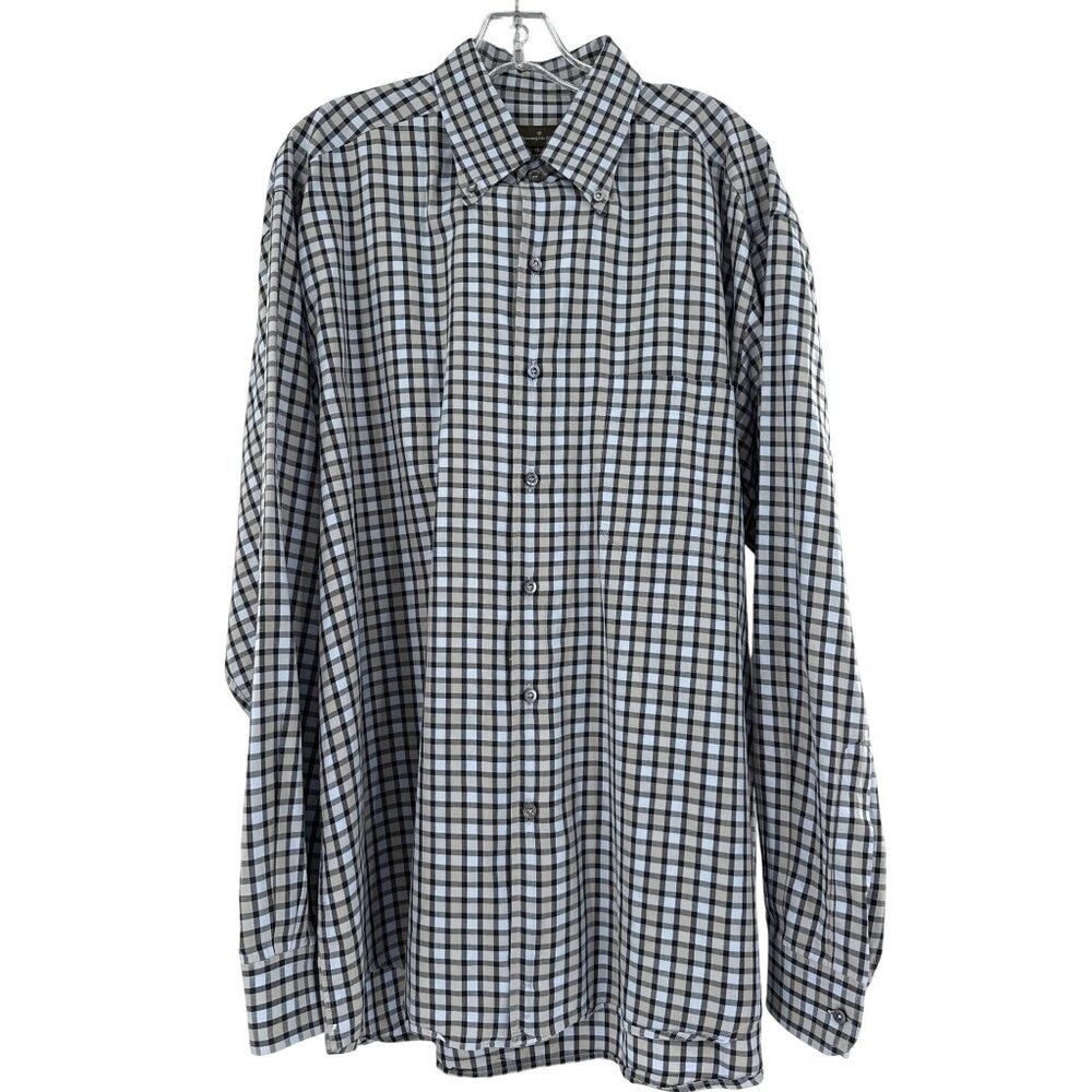 Ermenegildo Zegna‎ Mens Button-Down Checkered Dress Shirt Plaid Pattern Size XL